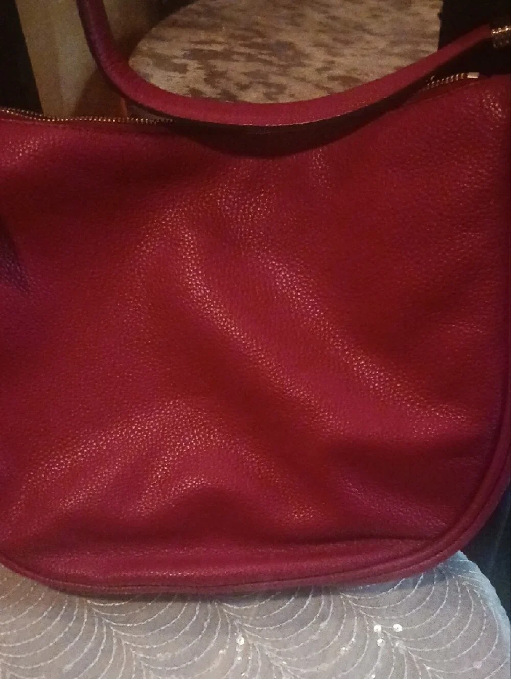 Marc Jacobs Pebbled Leather Hobo in Berry with Gold Hardware